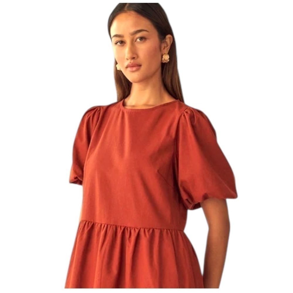 ASOS Design rust orange puff sleeve peplum blouse top